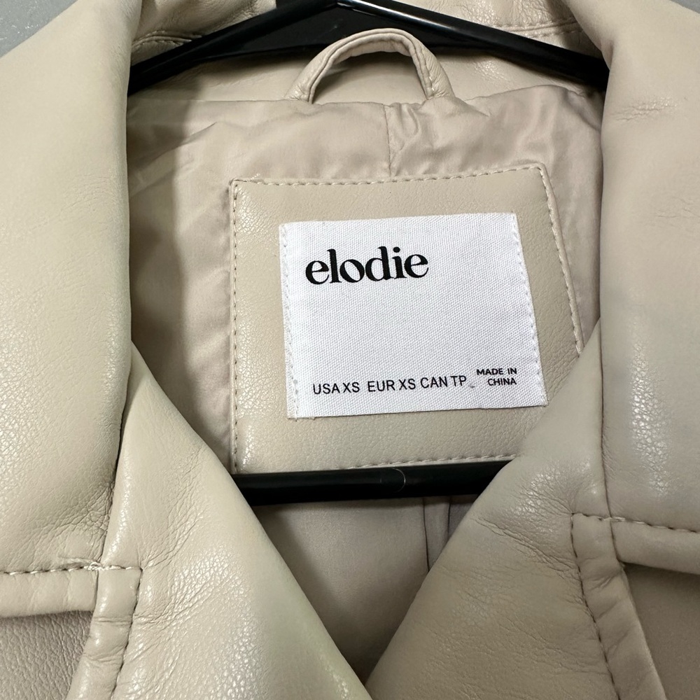 Elodie Beige Leather Biker Jacket - Picture 5 of 7